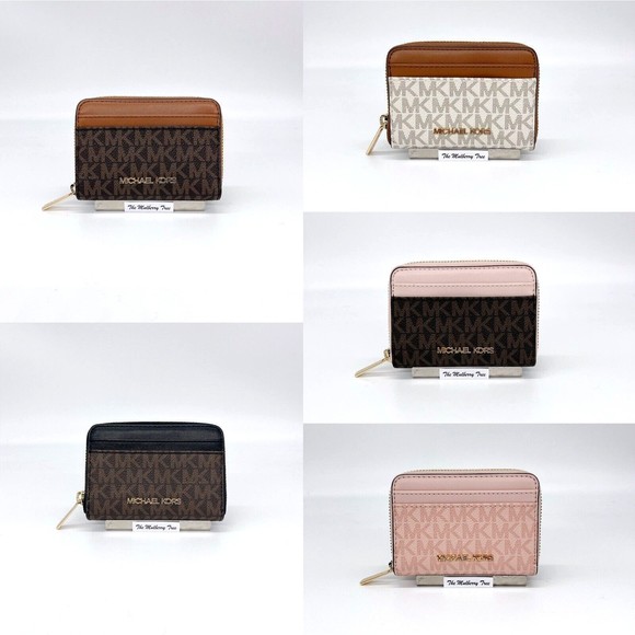 Michael Kors Brown Jet Set Travel MD ZA Card Case Wallet PVC MK Signature $188 - Picture 4 of 4